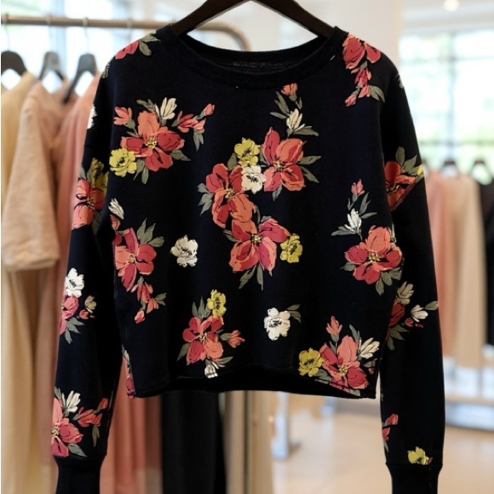 Abercrombie & Fitch Floral Crew Neck Sweater - Black, Pink, Yellow